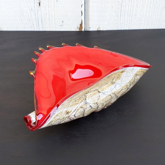 Vintage Hand Blown Glass Sea Shell Dish - Picture 5 of 7